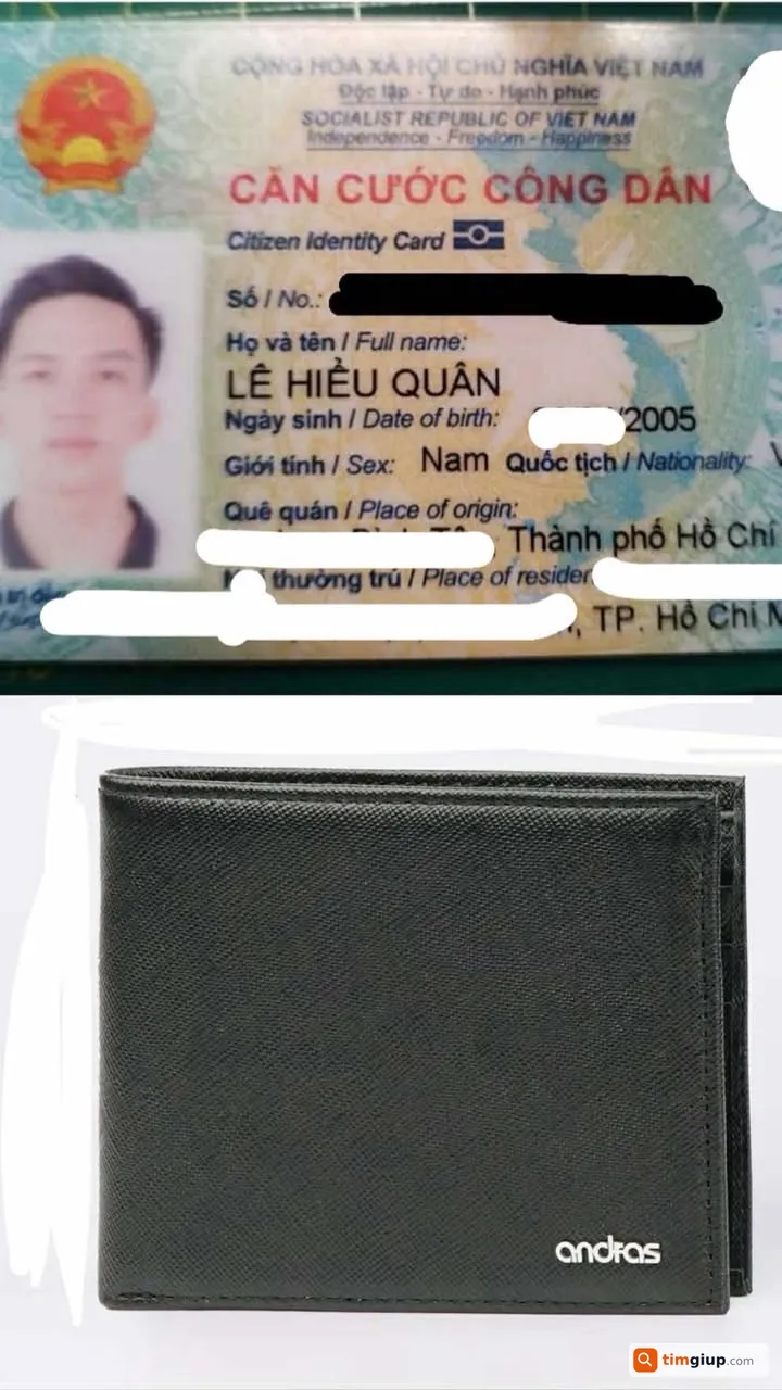 Tìm ví màu đen chứa giấy tờ tên Lê Hiểu Quân tại TP.HCM
