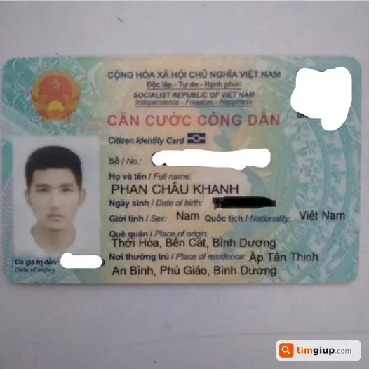 Mất bóp màu xanh có CCCD Phan Châu Khanh tại Thủ Dầu Một