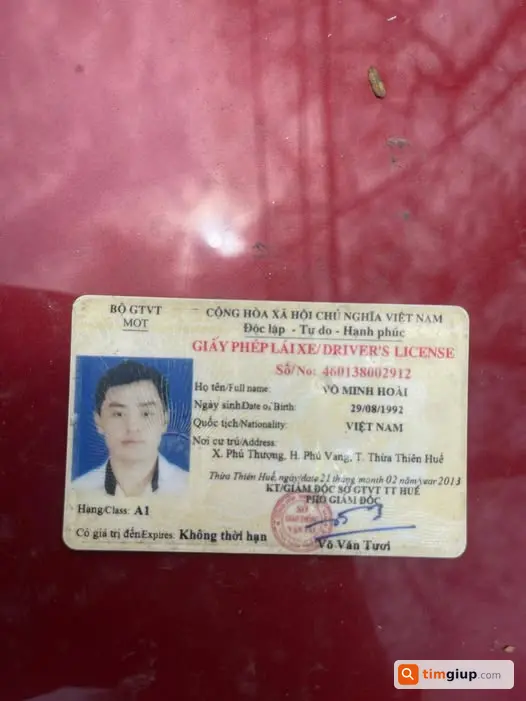 Nhặt được GPLX mang tên Võ Minh Hoài sinh năm 1992