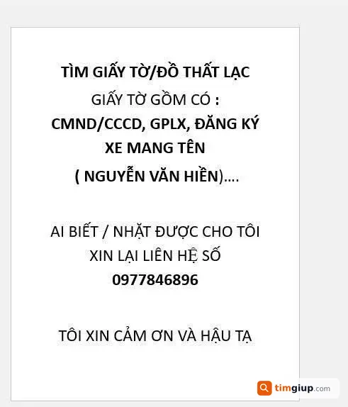 Mất ví chứa CCCD, GPLX tên Nguyễn Văn Hiền cần tìm lại