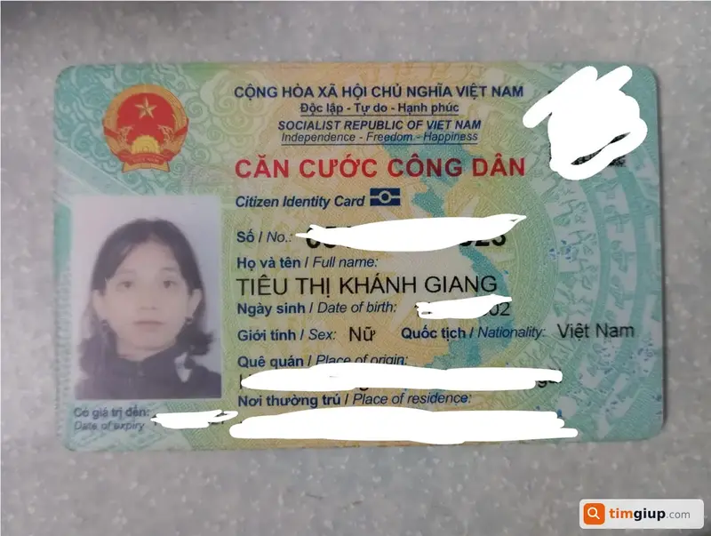 Tìm ví và giấy tờ tùy thân của Tiêu Thị Khánh Giang (2002) tại TP.HCM
