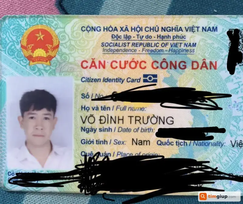 Tìm thẻ Căn cước công dân tên Võ Đình Trường