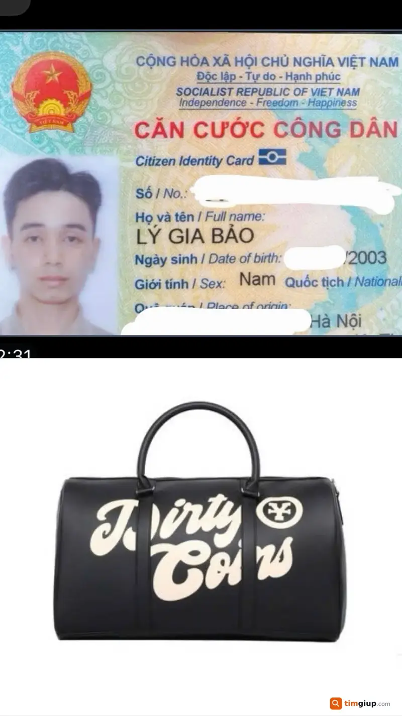 Tìm túi xách và giấy tờ tùy thân của Lý Gia Bảo tại Biên Hòa, Đồng Nai